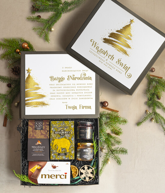 Prezenty oferta dla Firm Premium selection kosze prezentowe dla firm, prezenty biznesowe dla firm z kawą i herbatą, upominki na święta dla prac 03/BoxDcz/swieta