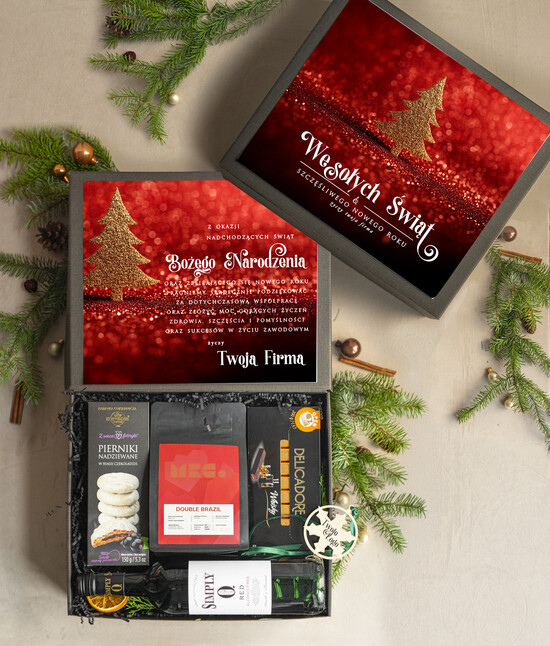Prezenty oferta dla Firm Premium selection kosze prezentowe dla firm, prezenty biznesowe dla firm z kawą i herbatą, upominki na święta dla prac 10/BoxDcz/swieta