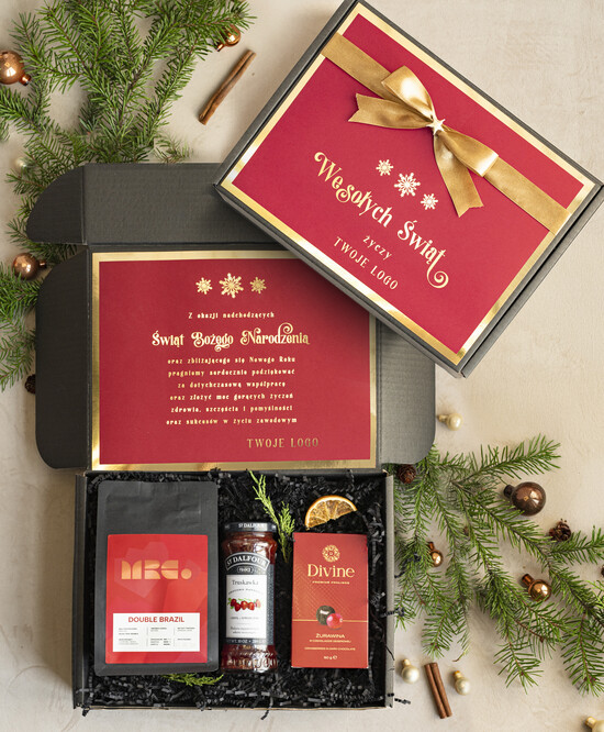 Prezenty oferta dla Firm Premium selection kosze prezentowe dla firm, prezenty biznesowe dla firm z kawą i herbatą, upominki na święta dla prac 07/BoxŚB/swieta