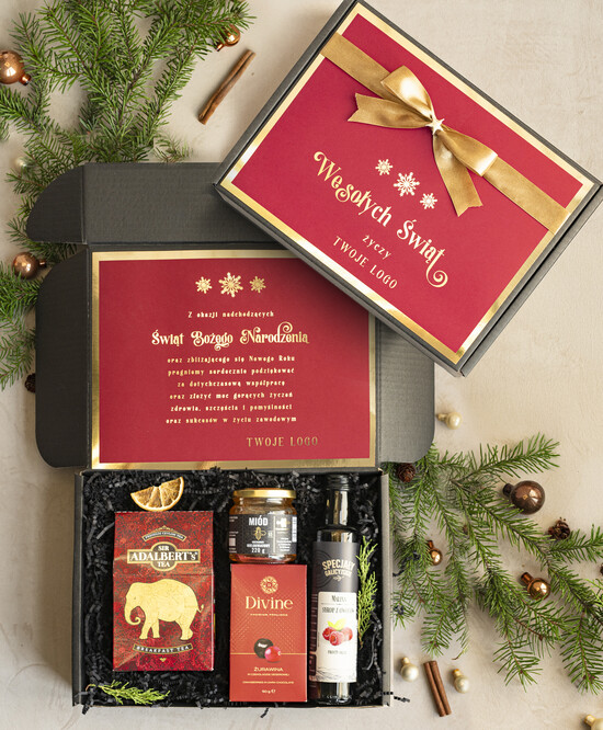 Prezenty oferta dla Firm Premium selection kosze prezentowe dla firm, prezenty biznesowe dla firm z kawą i herbatą, upominki na święta dla prac 04/BoxŚB/swieta