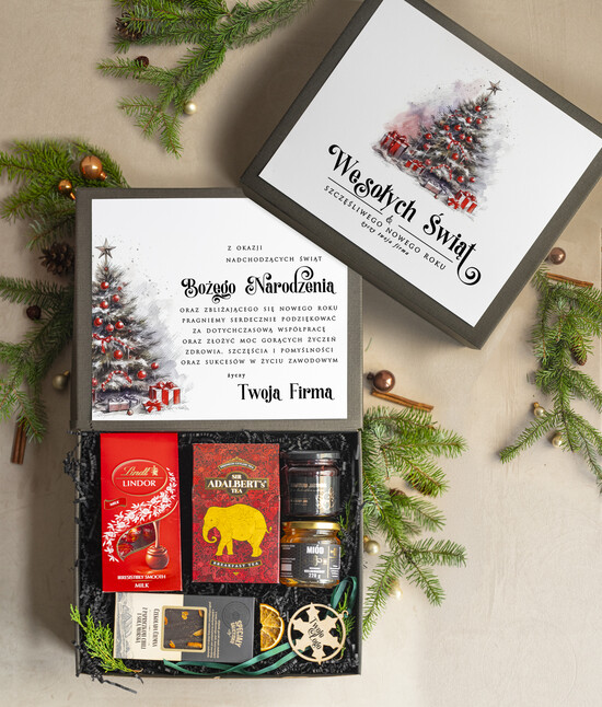 Prezenty oferta dla Firm Premium selection kosze prezentowe dla firm, prezenty biznesowe dla firm z kawą i herbatą, upominki na święta dla prac 06/BoxDcz/gotboxSw