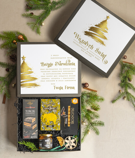 Prezenty oferta dla Firm Premium selection kosze prezentowe dla firm, prezenty biznesowe dla firm z kawą i herbatą, upominki na święta dla prac 02/BoxDcz/swieta