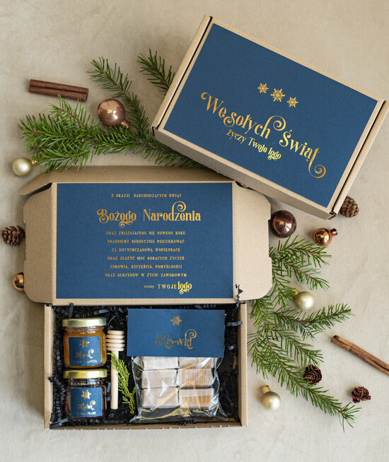 Prezenty oferta dla Firm mini zestawy  upominki świąteczne dla klientów z logo firmy Mini boxy prezentowe biznesowe Upominki  01/cznieb/minibox