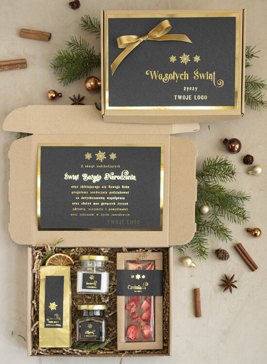 Prezenty oferta dla Firm mini zestawy  upominki świąteczne dla klientów z logo firmy Mini boxy prezentowe biznesowe Upominki  02/cz/minibox