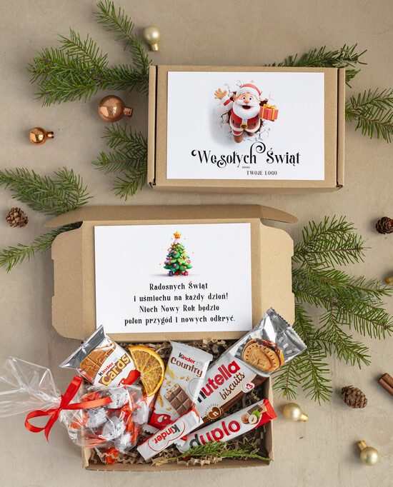 Prezenty oferta dla Firm mini zestawy  upominki dla najmłodszych z logo firmy Małe boxy prezentowe zestawy ze słodyczami  02/mik/miniKids