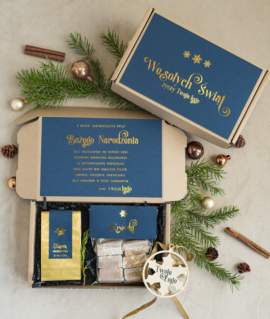 Prezenty oferta dla Firm mini zestawy  upominki świąteczne dla klientów z logo firmy Mini boxy prezentowe biznesowe Upominki  07/cznieb/minibox