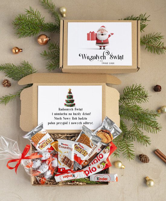 Prezenty oferta dla Firm mini zestawy  upominki dla najmłodszych z logo firmy Małe boxy prezentowe zestawy ze słodyczami  01/mik/miniKids