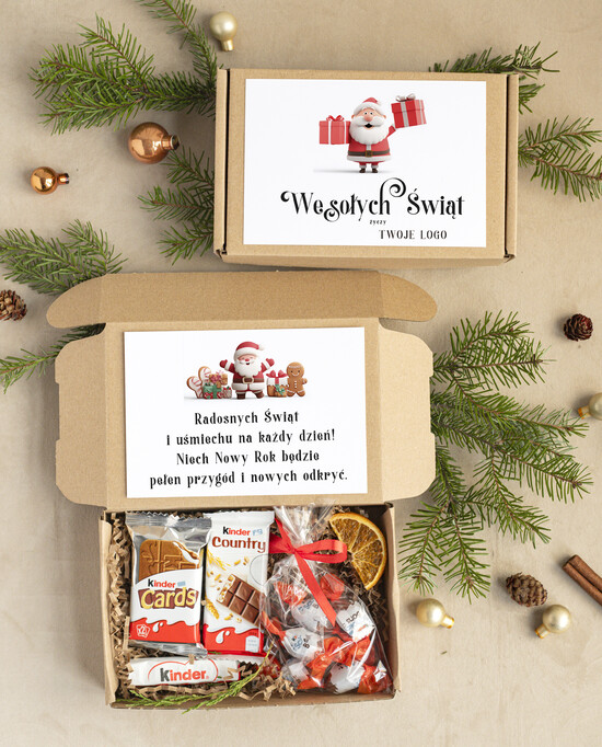 Prezenty oferta dla Firm mini zestawy  upominki dla najmłodszych z logo firmy Małe boxy prezentowe zestawy ze słodyczami  04/mik/miniKids