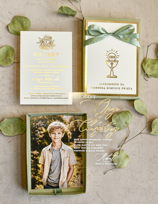 Zaproszenia na Komunię  Dla Chrzestnych i Dziadków kalendarz książkowy A5 01/pudPap/VipZapKomu