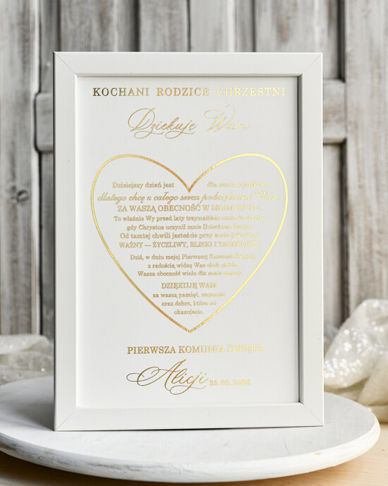 podziękowania dla najbliższych  Podziękowania w Ramie podziękowanie dla rodziców Chrzestnych na Komunię, Komunijne podziękowania dla Matki i Ojca Chrzestn 02/Rama/PodzKom