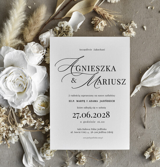 Zaproszenia ślubne tanie Nowoczesne Zaproszenia Ślubne Czarno Białe, Monochromatyczne Zaproszenia na Ślub  04/Tn/z