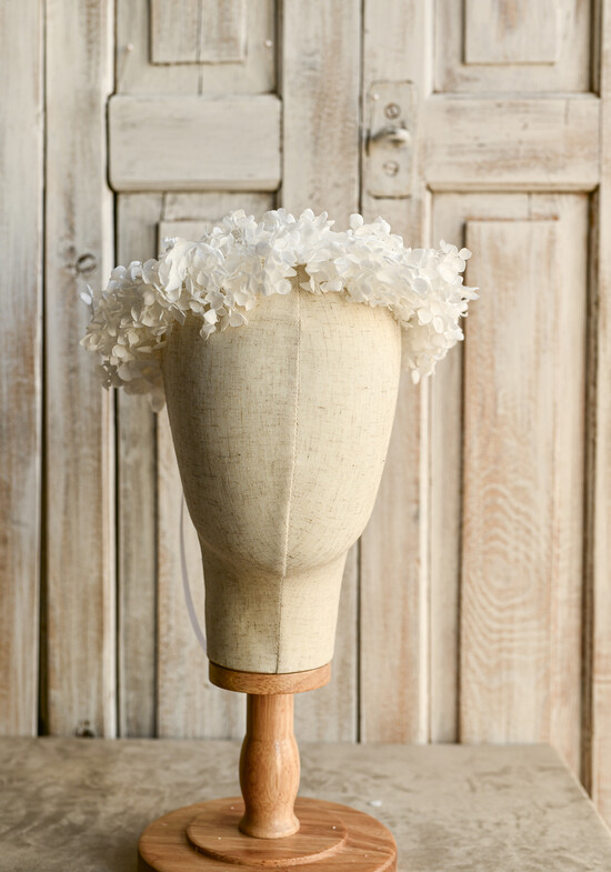 Dodatki dekoracje na komunię  wianki Wianek komunijny z białej hortensji, idealny do stylizacji komunijnej. Wianki komunijne z preparowan 07/wianek/KomWian