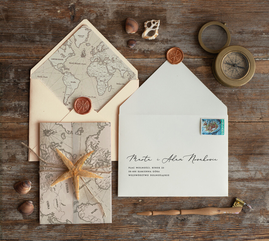 Zaproszenia ślubne morskie / marine robione ręcznie zaproszenia ślubne morskie z rozgwiazdą wesele nad morzem1
