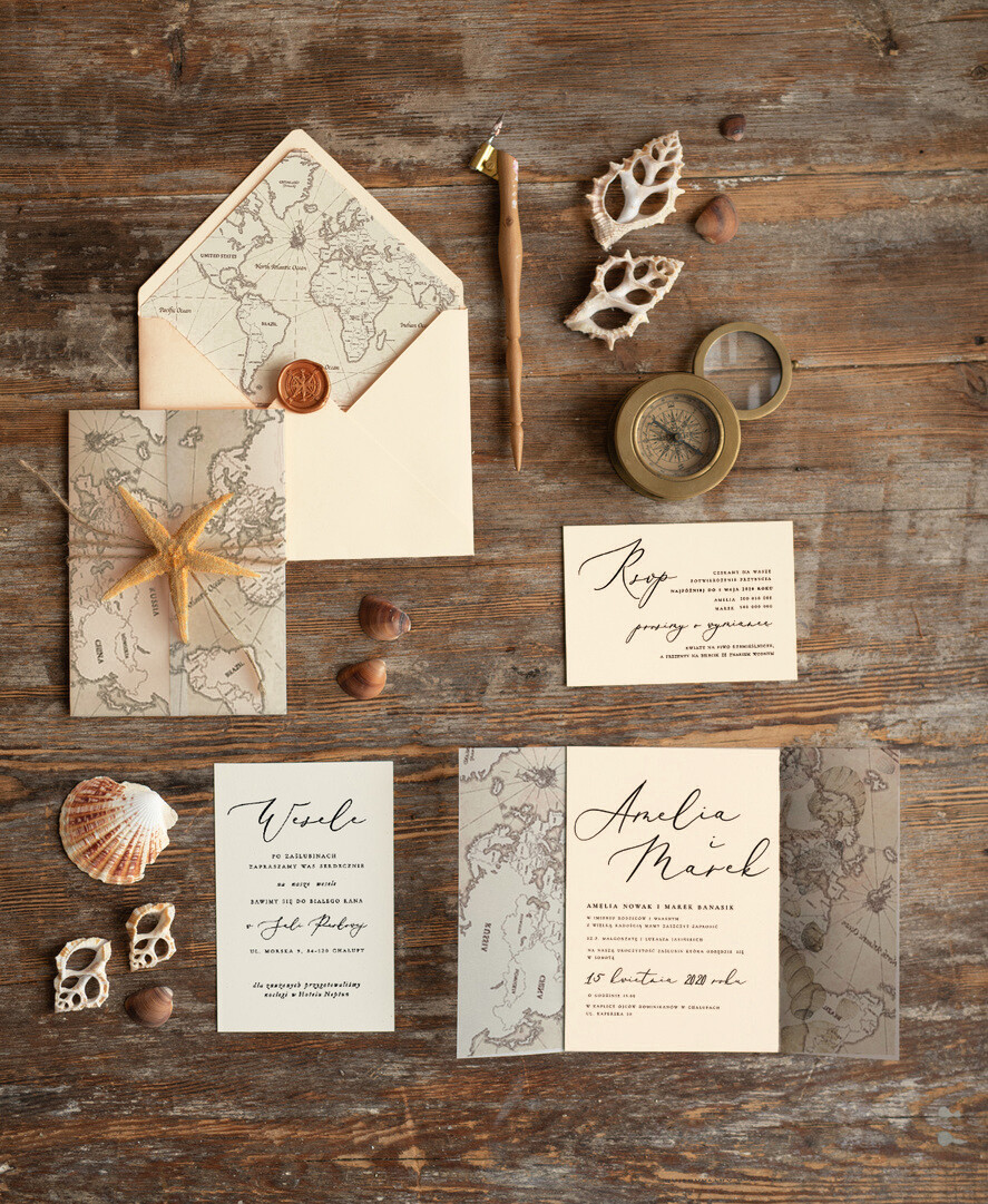 Zaproszenia ślubne morskie / marine robione ręcznie zaproszenia ślubne morskie z rozgwiazdą wesele nad morzem0