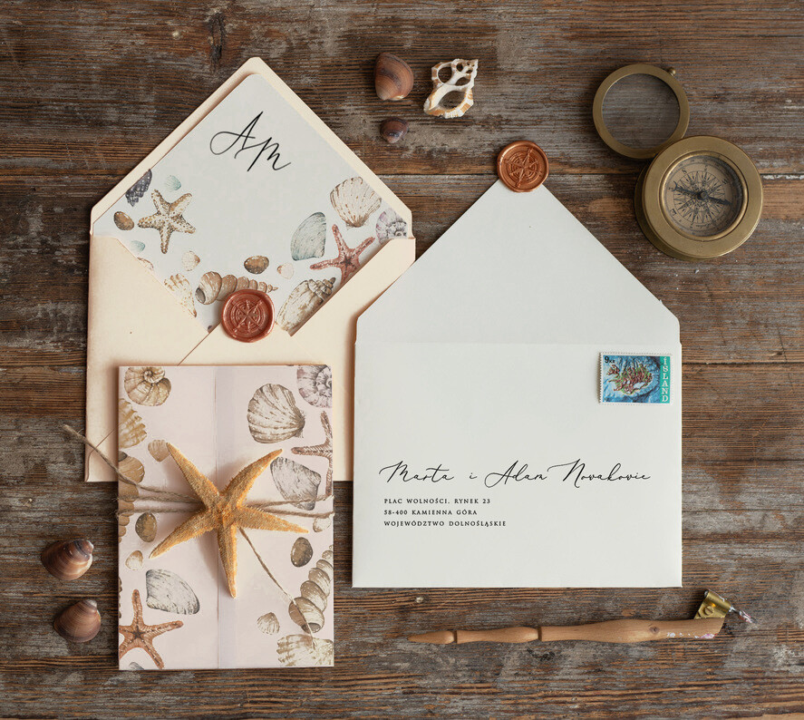 Zaproszenia ślubne morskie / marine orginalne zaproszenia morskie z rozgwiazdą na ślub wesele nad morzem 1