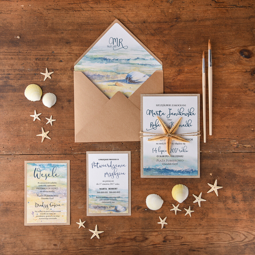 Zaproszenia ślubne morskie / marine orginalne zaproszenia ślubne, marine dla miłośników morza i wody0
