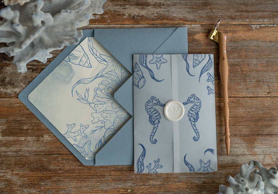 Zaproszenia ślubne morskie / marine unikatowe zaproszenia ślubne, morskie dla żeglarzy na wesele w plażowym stylu2