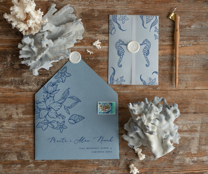 Zaproszenia ślubne morskie / marine unikatowe zaproszenia ślubne, morskie dla żeglarzy na wesele w plażowym stylu3