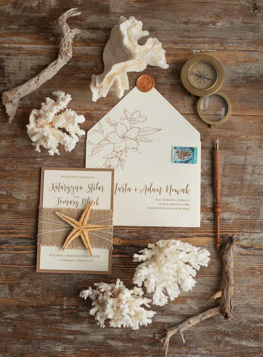 Zaproszenia ślubne morskie / marine nietypowe zaproszenia ślubne, morskie na wesele w stlu plażowym4