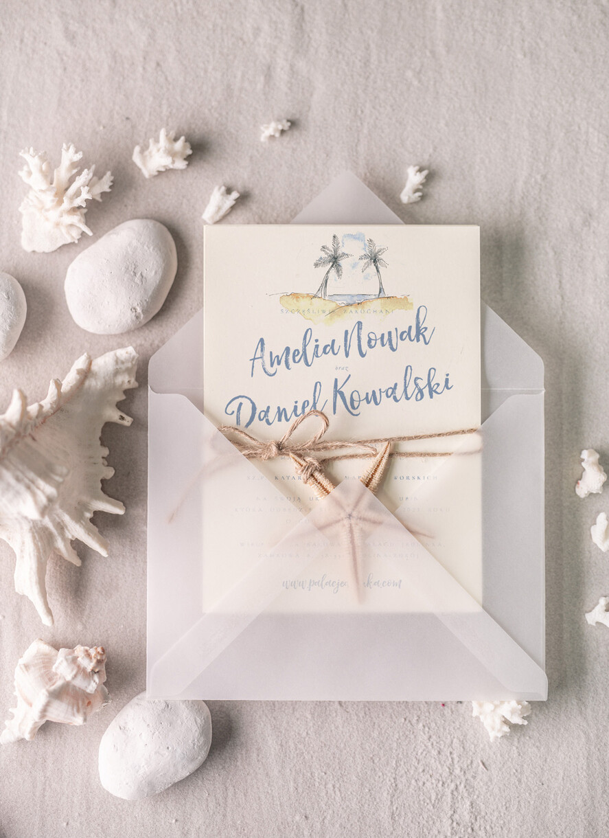 Zaproszenia ślubne morskie / marine modne zaproszenia weselne, morskie na nadmorskie wesele w kurorcie5