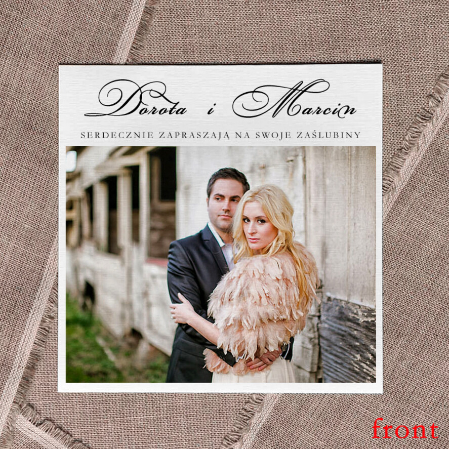 Zaproszenia ślubne Ze zdjęciem  minimalistyczne zaproszenia ślubne ze zdjęciem Foto zaproszenie na ślub pamiątka dla gości Wasze Fotki 0