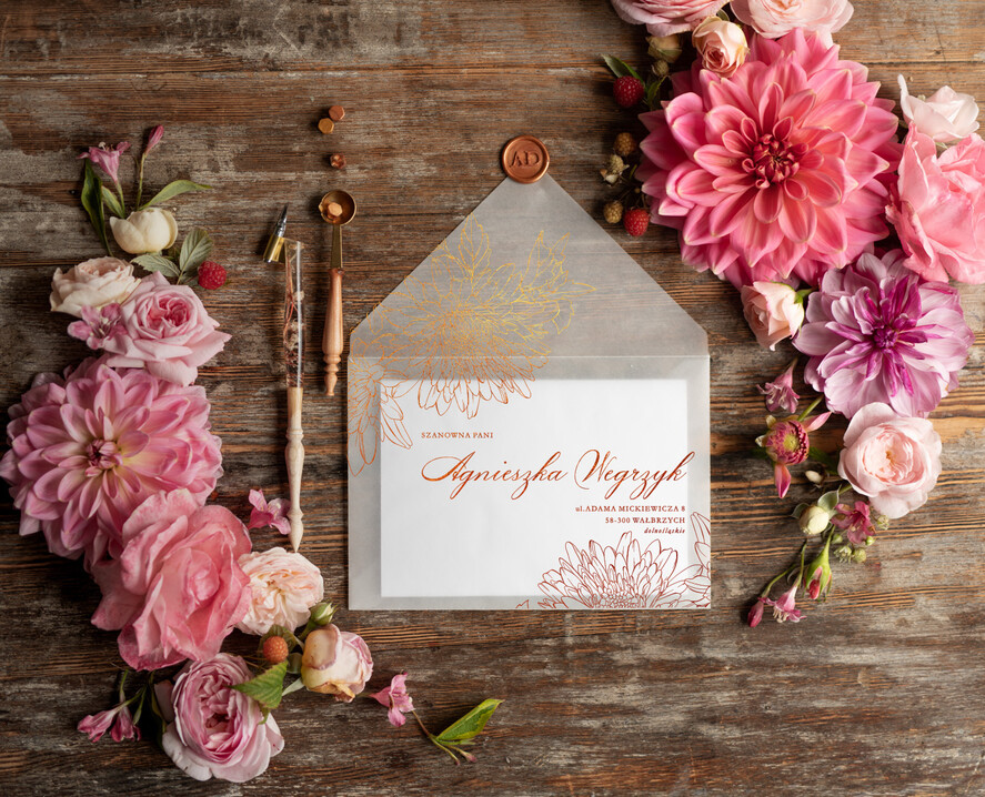 Zaproszenia ślubne Ze zdjęciem  rustykalne zaproszenia ślubne ze zdjęciem złocone zaproszenie na ślub cywilny i nie tylko  złote kwiaty boho1