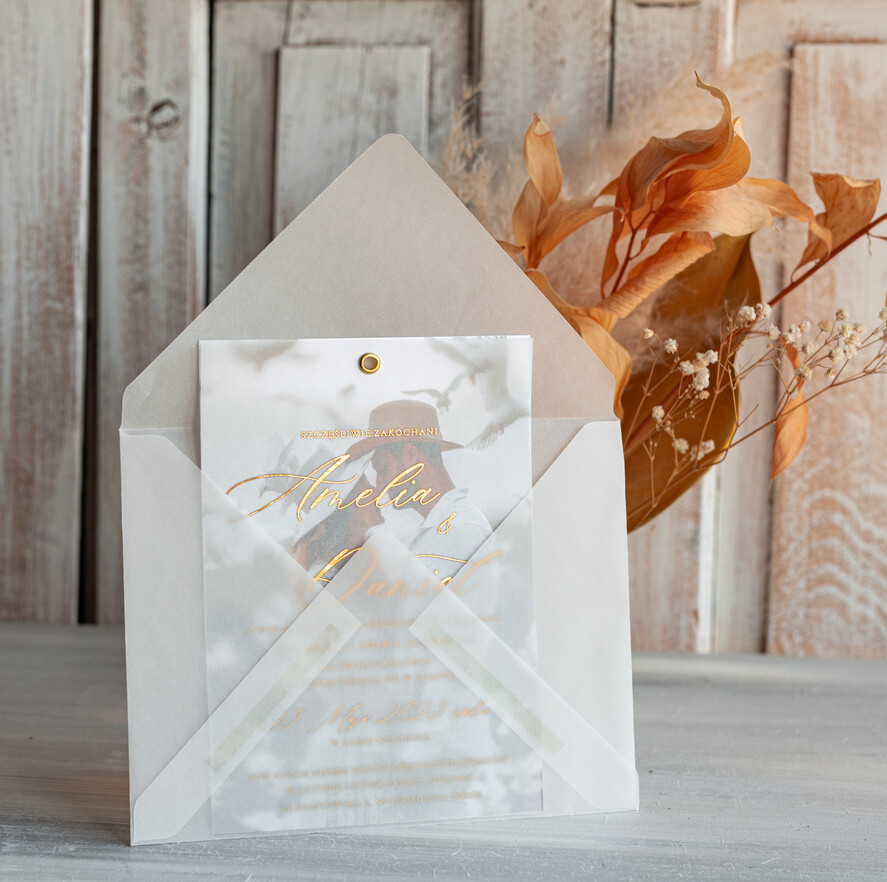 Zaproszenia ślubne Ze zdjęciem  Eleganckie Złocone zaproszenia ślubne ze zdjęciem foto zaproszenie na ślub Złote Litery  Proste Zaproszenie na ślub z Waszym Zdjęciem Zaproszenia na ślub ze zdjęciem6