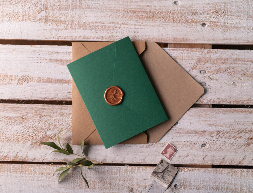 Zaproszenia ślubne Ze zdjęciem  minimalistyczne zaproszenia ślubne ze zdjęciem Zielone  rustykalne foto zaproszenie na ślub cywilny butelkowa zieleń11