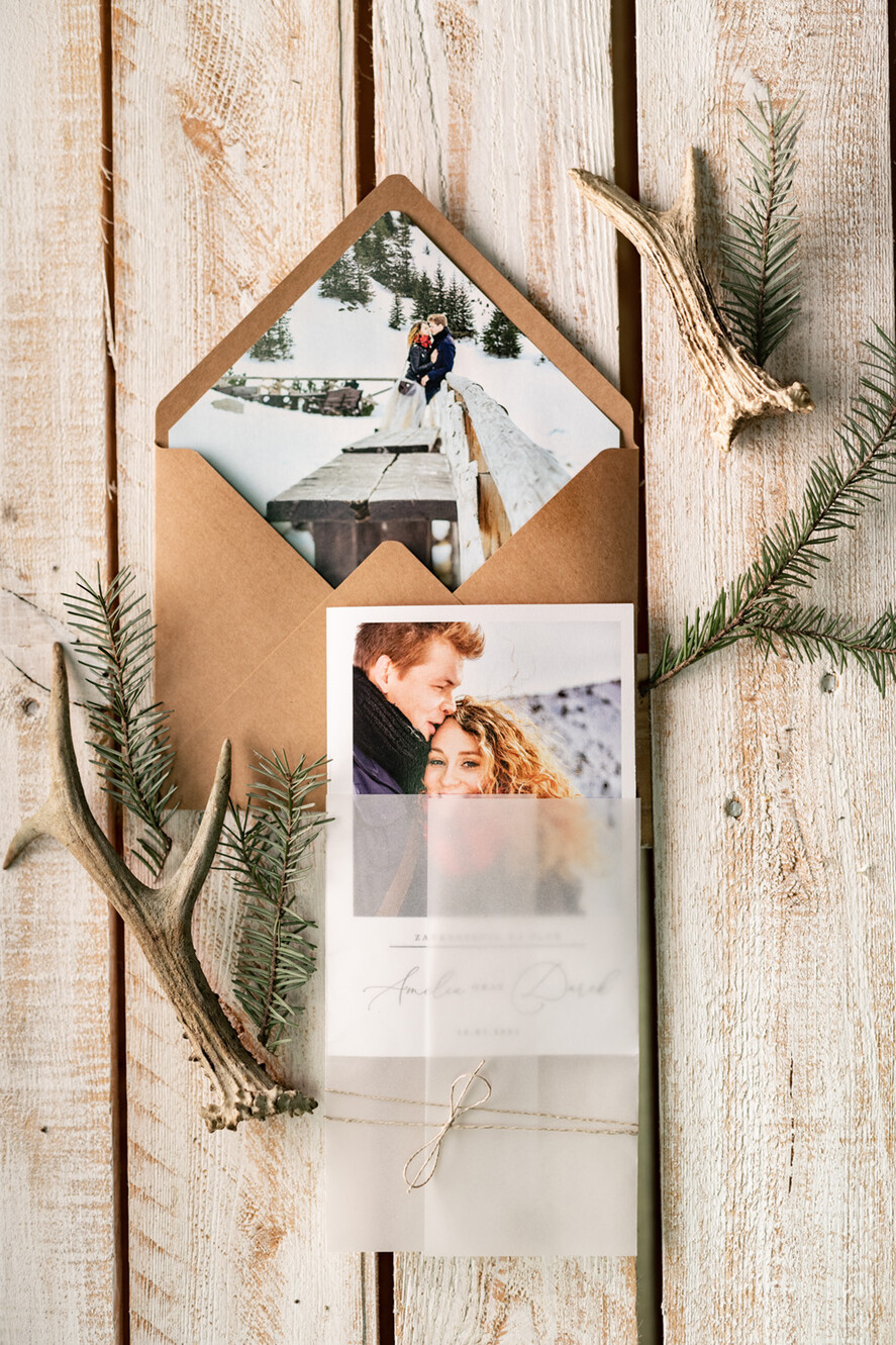 Zaproszenia ślubne Ze zdjęciem  minimalistyczne zaproszenia ślubne ze zdjęciem rustykalne Proste Foto zaproszenie na ślub  3