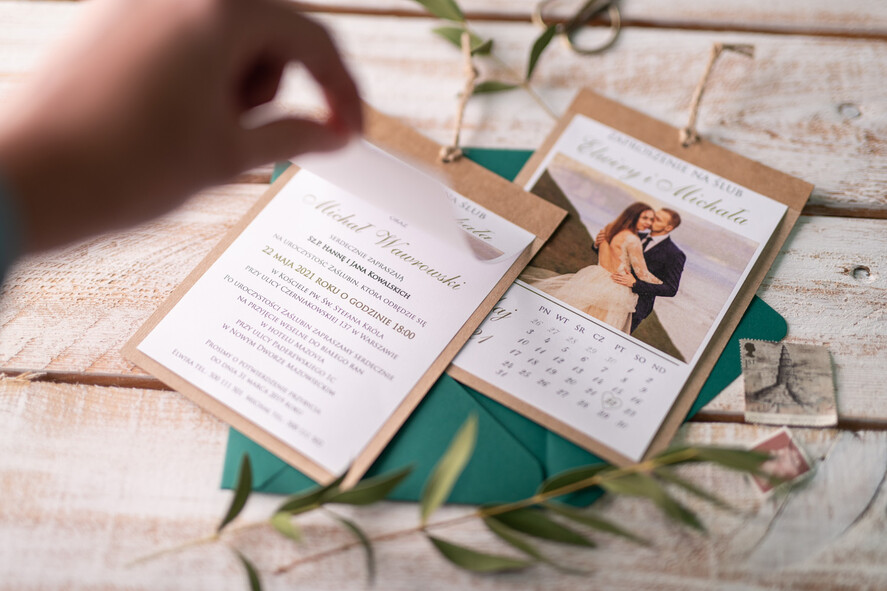 Zaproszenia ślubne Ze zdjęciem   Foto zaproszenia ślubne ze zdjęciem rustykalne  zaproszenie na ślub kartka z kalendarza 10