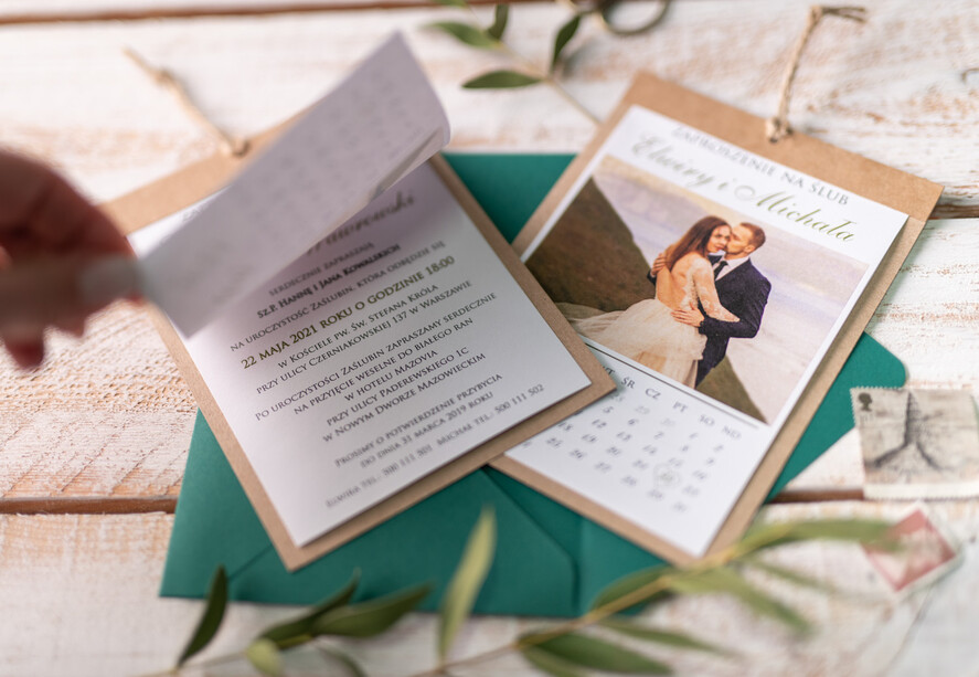 Zaproszenia ślubne Ze zdjęciem   Foto zaproszenia ślubne ze zdjęciem rustykalne  zaproszenie na ślub kartka z kalendarza 9