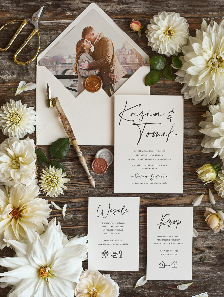 Zaproszenia ślubne Ze zdjęciem  Minimalistyczne zaproszenia ślubne ze zdjęciem foto zaproszenie na ślub Proste Zaprosznie na ślub z Waszym Zdjęciem0