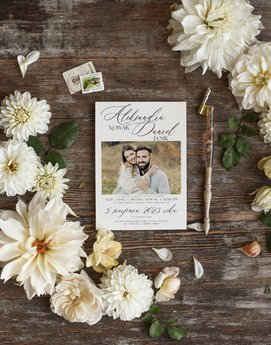 Zaproszenia ślubne Ze zdjęciem  Minimalistyczne zaproszenia ślubne ze zdjęciem foto zaproszenie na ślub Proste Zaprosznie na ślub z Waszym Zdjęciem2