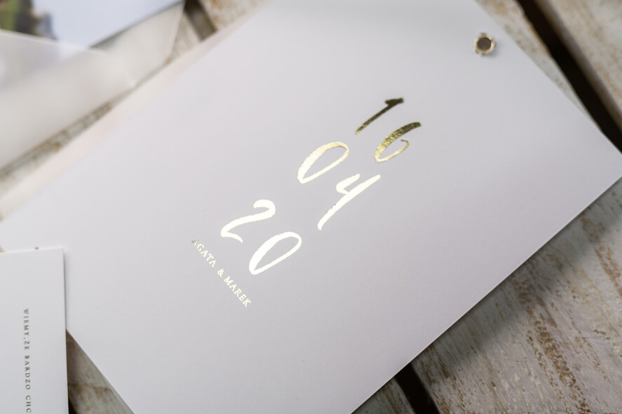 Zaproszenia ślubne Ze zdjęciem  Minimalistyczne Złocone zaproszenia ślubne ze zdjęciem foto zaproszenie na ślub Złote Litery7