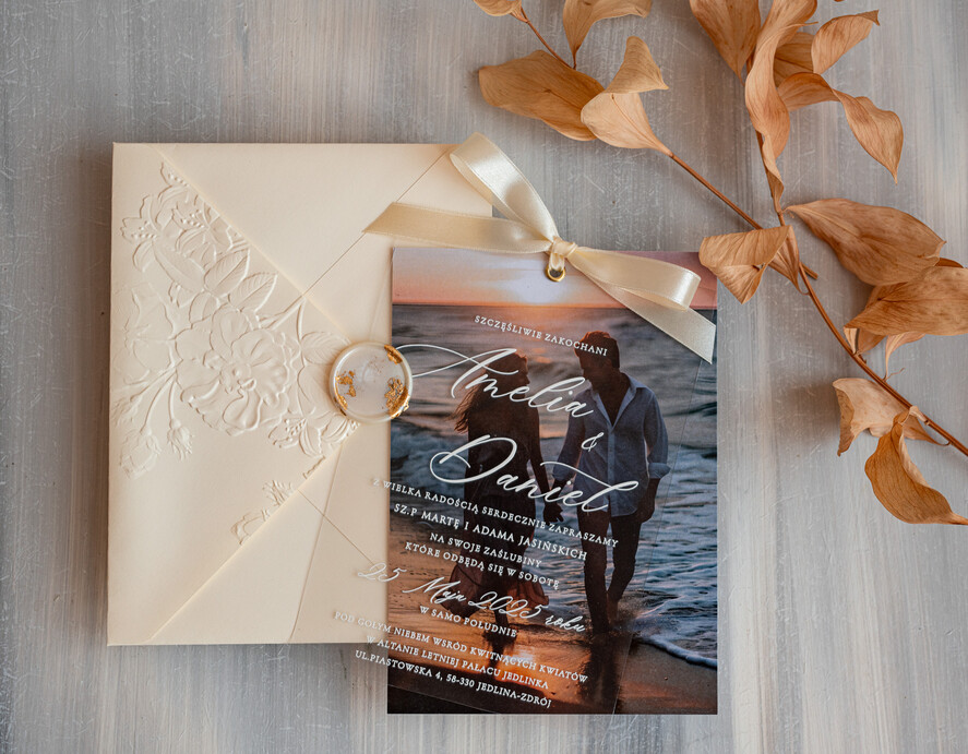 Zaproszenia ślubne Ze zdjęciem  proste zaproszenia ślubne ze zdjęciem, eleganckie zaproszenie na ślub i wesele ze zdjęciem, zdjęcie Pary Młodej na zaproszeniach ślubnych3