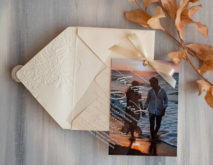 Zaproszenia ślubne Ze zdjęciem  proste zaproszenia ślubne ze zdjęciem, eleganckie zaproszenie na ślub i wesele ze zdjęciem, zdjęcie Pary Młodej na zaproszeniach ślubnych5