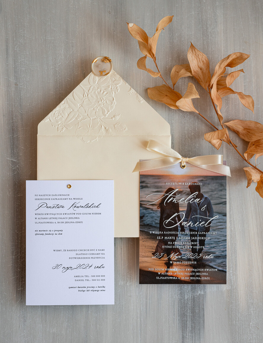 Zaproszenia ślubne Ze zdjęciem  proste zaproszenia ślubne ze zdjęciem, eleganckie zaproszenie na ślub i wesele ze zdjęciem, zdjęcie Pary Młodej na zaproszeniach ślubnych2