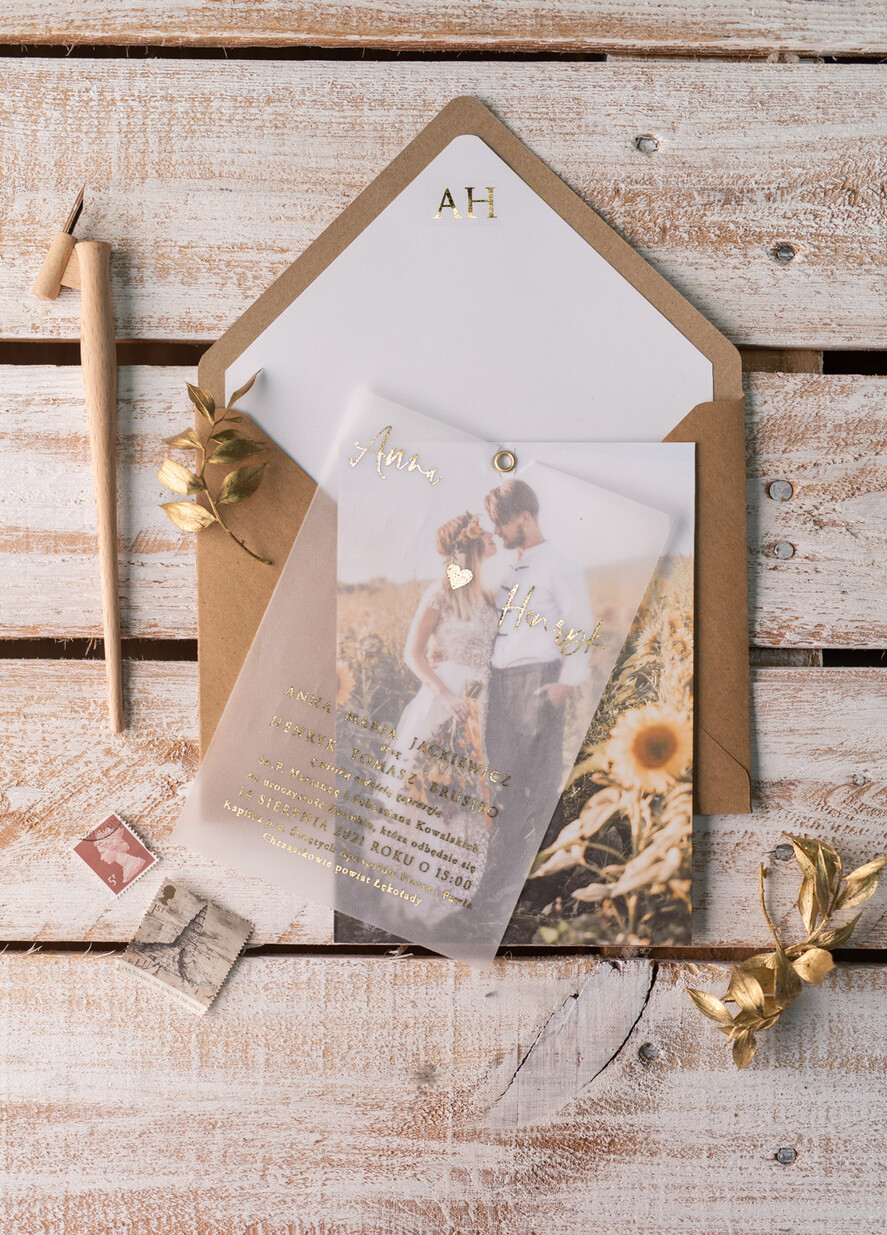Zaproszenia ślubne Ze zdjęciem  Minimalistyczne Złocone zaproszenia ślubne ze zdjęciem foto zaproszenie na ślub Złote Litery i Wasze Fotki9