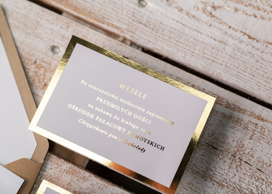 Zaproszenia ślubne Ze zdjęciem  Minimalistyczne Złocone zaproszenia ślubne ze zdjęciem foto zaproszenie na ślub Złote Litery i Wasze Fotki17