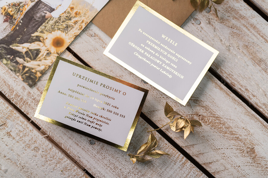 Zaproszenia ślubne Ze zdjęciem  Minimalistyczne Złocone zaproszenia ślubne ze zdjęciem foto zaproszenie na ślub Złote Litery i Wasze Fotki6