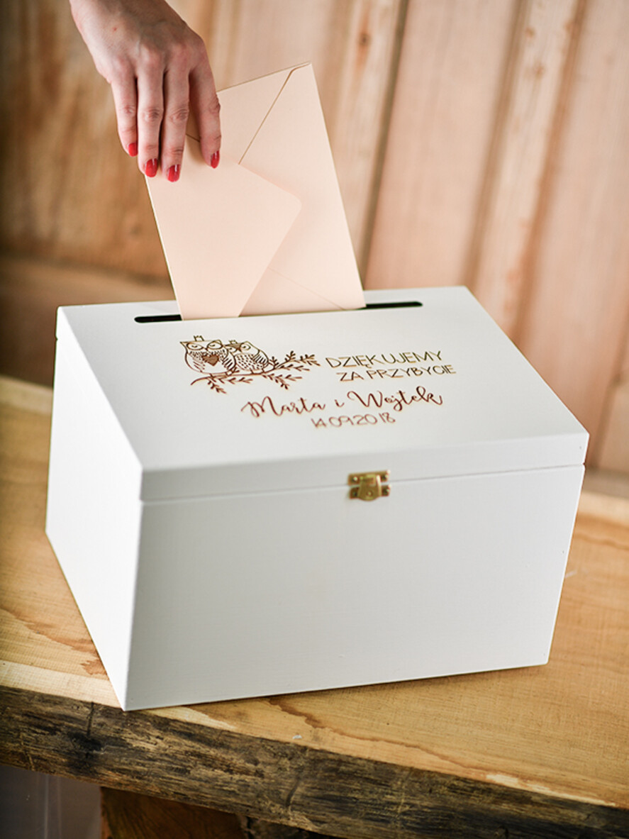 Pudełko na koperty  DREWNIANE skrzynka na koperty ślubne, grawer drewno wasze imiona i data3