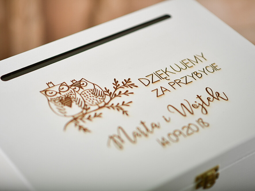 Pudełko na koperty  DREWNIANE skrzynka na koperty ślubne, grawer drewno wasze imiona i data6