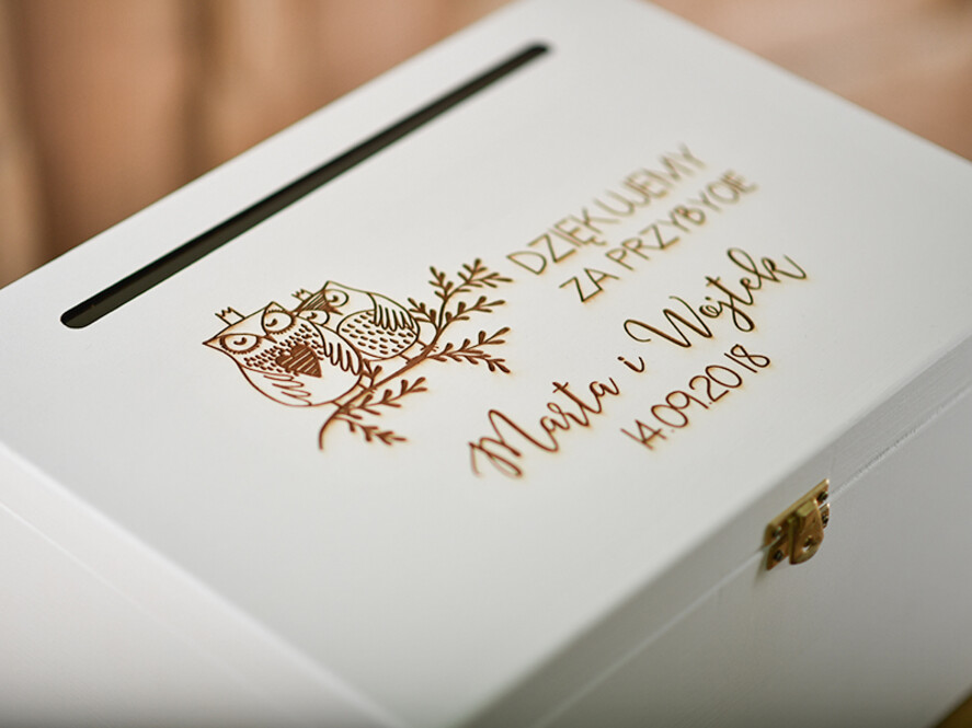 Pudełko na koperty  DREWNIANE skrzynka na koperty ślubne, grawer drewno wasze imiona i data7