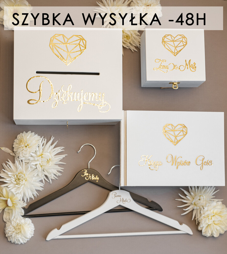 Pudełko na koperty  DREWNIANE Zestaw Ślubny - Skrzynka na koperty, ślubna ksiega wpisów gości, wieszaki ślubne , pudełeczkao szkatułka na obrączki szybka wysyłka0