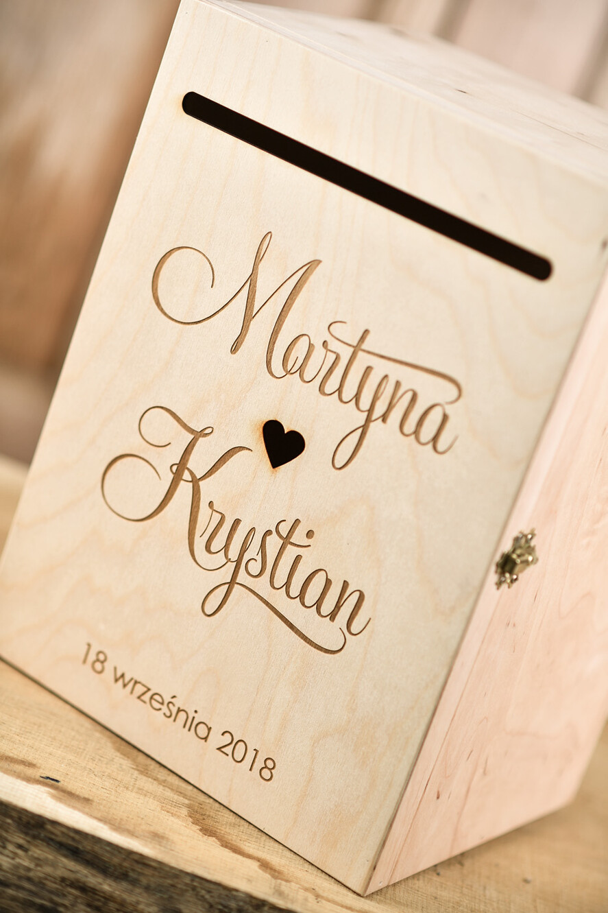 Pudełko na koperty  DREWNIANE pudełko na koperty ślubne, personalizowane drewno grawer wasze imiona i data10