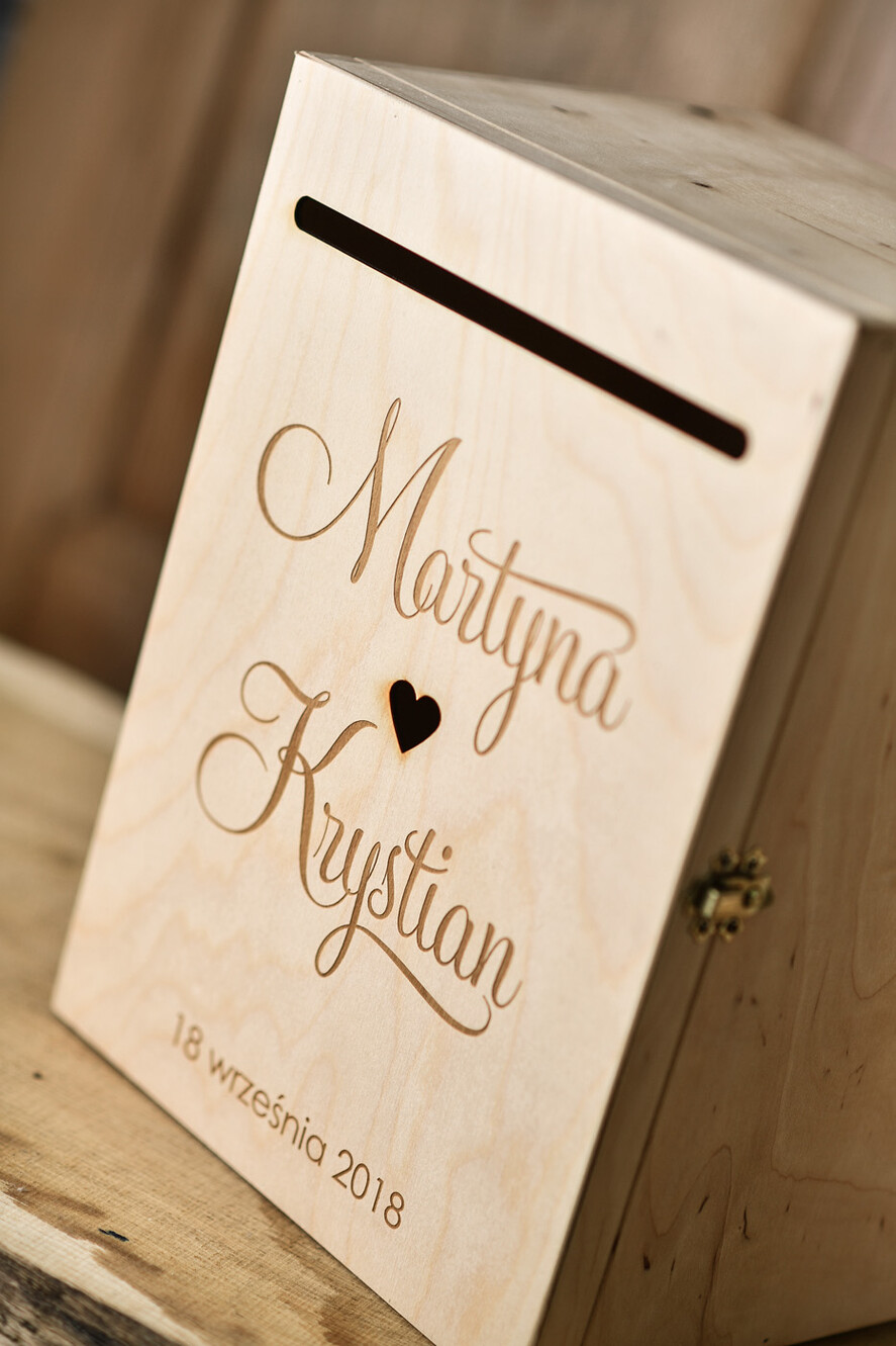 Pudełko na koperty  DREWNIANE pudełko na koperty ślubne, personalizowane drewno grawer wasze imiona i data5