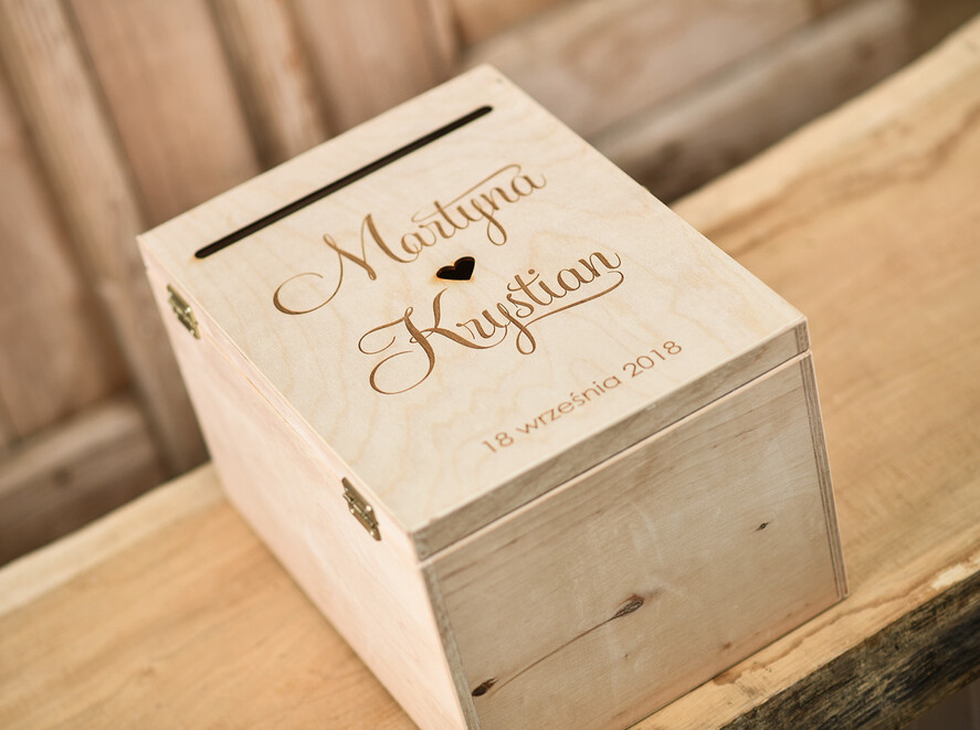 Pudełko na koperty  DREWNIANE pudełko na koperty ślubne, personalizowane drewno grawer wasze imiona i data6