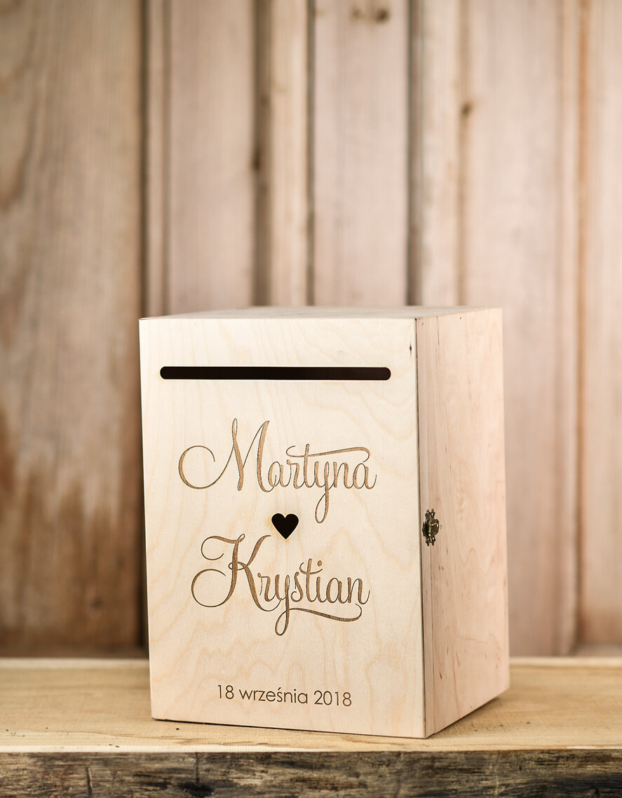 Pudełko na koperty  DREWNIANE pudełko na koperty ślubne, personalizowane drewno grawer wasze imiona i data0