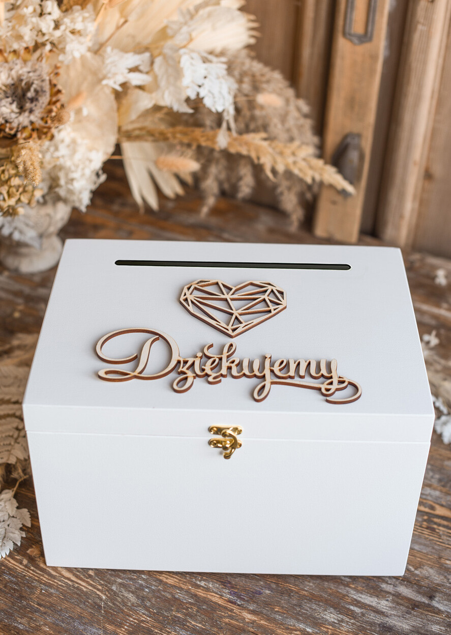 Pudełko na koperty  DREWNIANE pudelko skrzynka na koperty ślubne drewniana idealna na rustykane wesele drewniane białe pudełko na koperty1