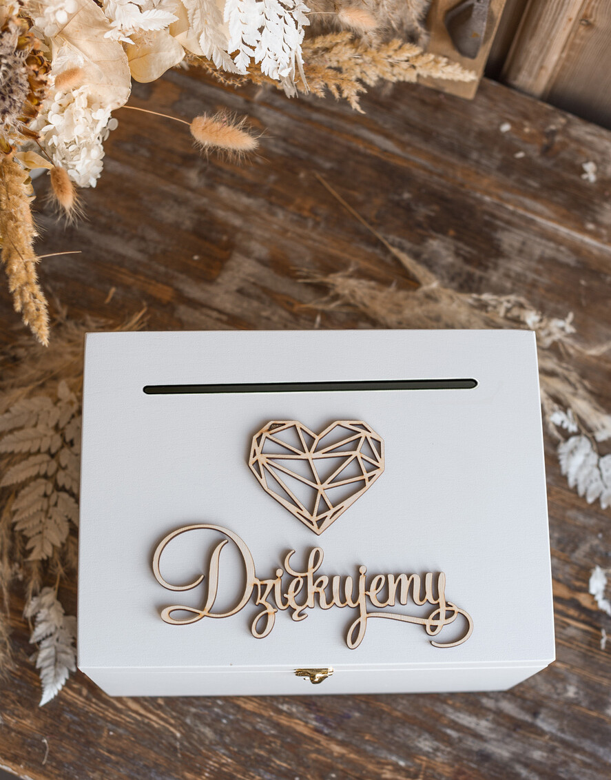 Pudełko na koperty  DREWNIANE pudelko skrzynka na koperty ślubne drewniana idealna na rustykane wesele drewniane białe pudełko na koperty0